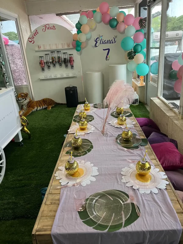 A Complete Add-on List set up for a princess birthday party.