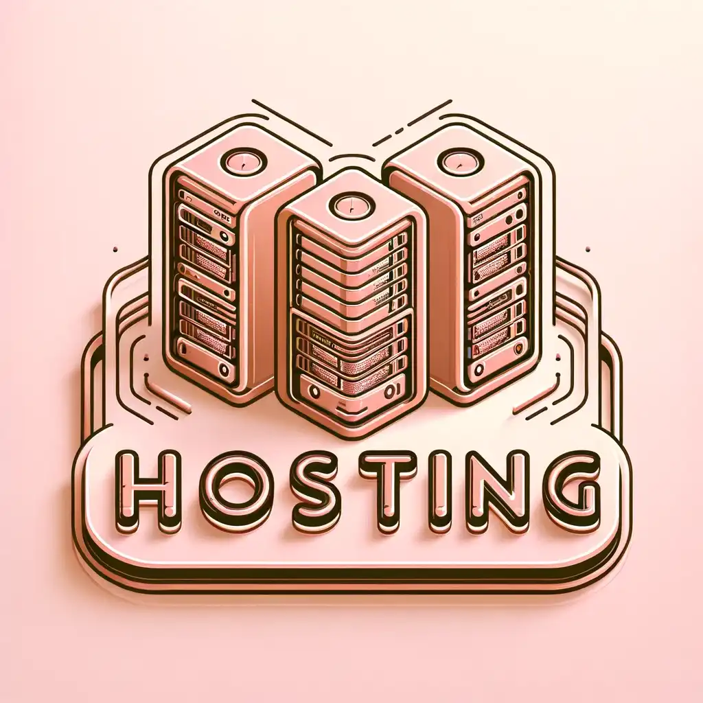 The word hosting on a pink background.