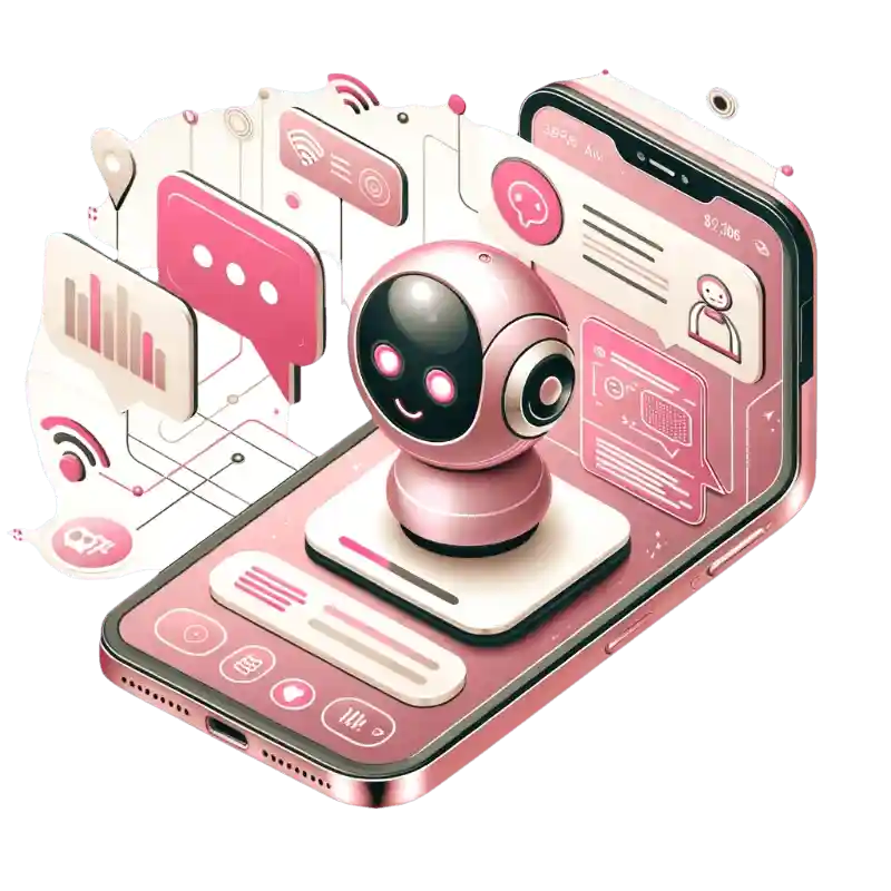 A smartphone with a pink robot on it.