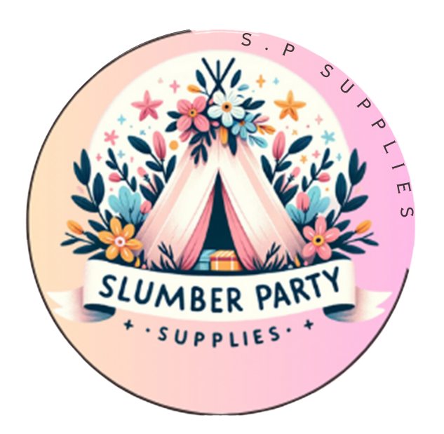 Slumber party supplies logo.