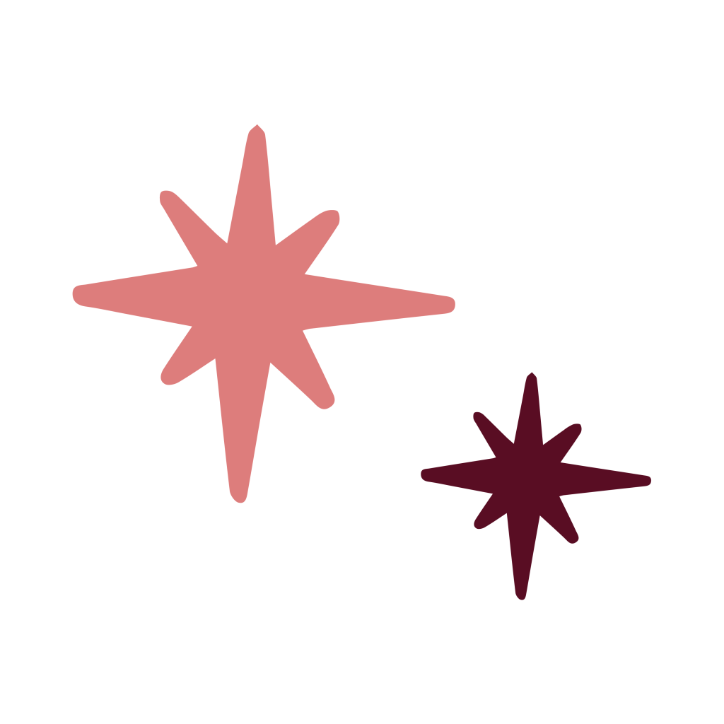 Two pink stars on a white background.