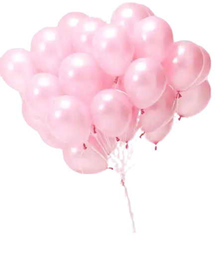 A bunch of pink balloons on a white background.