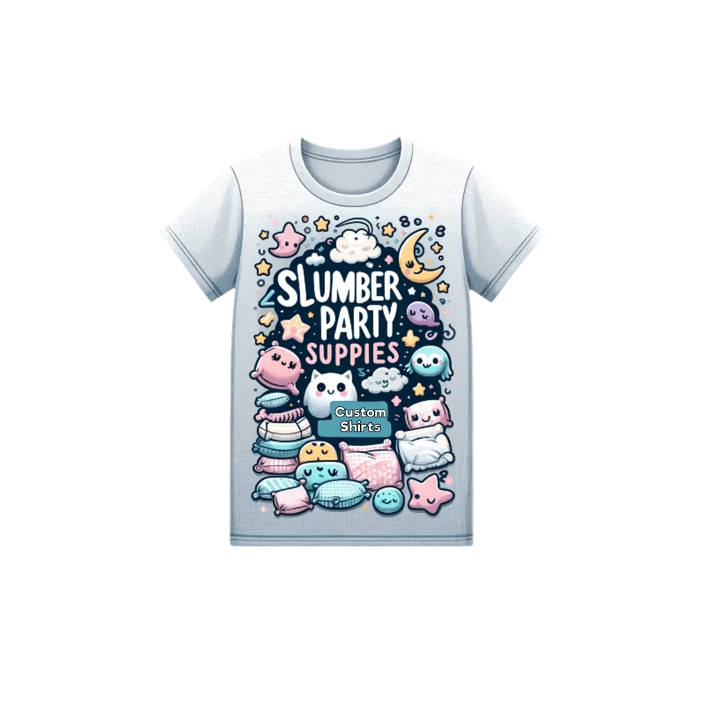 Custom slumber party supplies t-shirt.